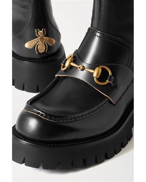 black gucci horsebit boots|Gucci embroidered boots.